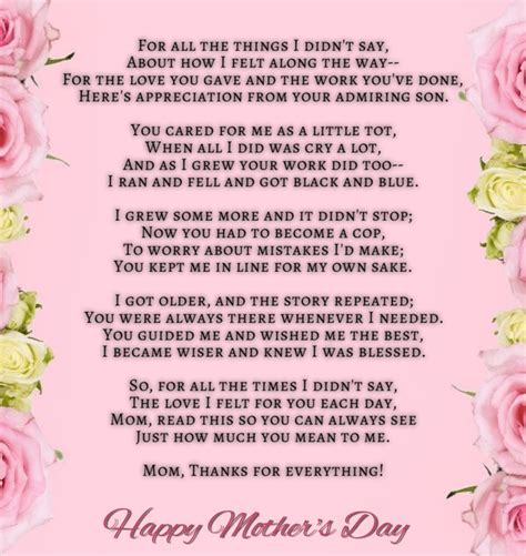 Happy Mothers Day Poem From Son Short Mothers Day Poems Mothers Day