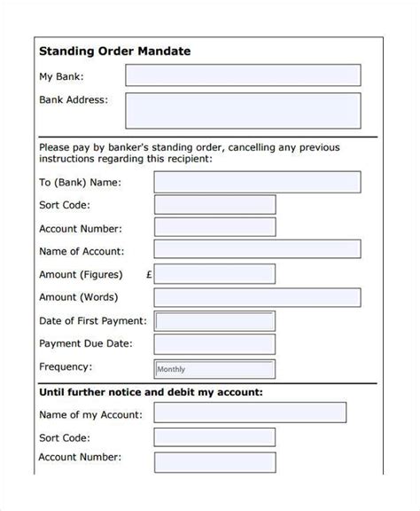Blank Standing Order Template Doctemplates