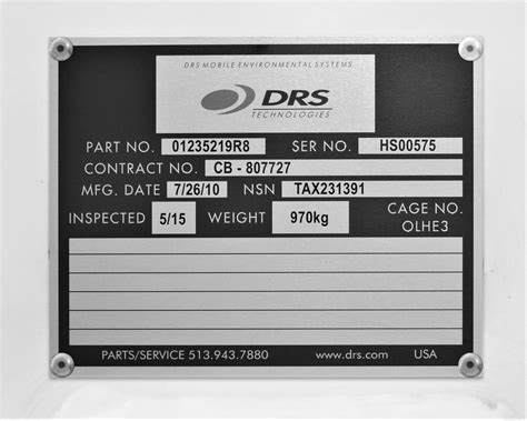 Serial Number Nameplates And Tags — Aluminum Nameplates Labels Decals