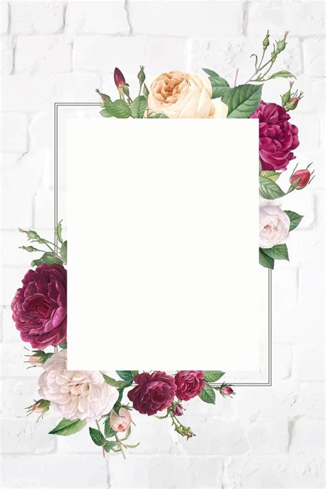 Rectangular Frame Decorated With Roses Vector Free Image By Rawpixel