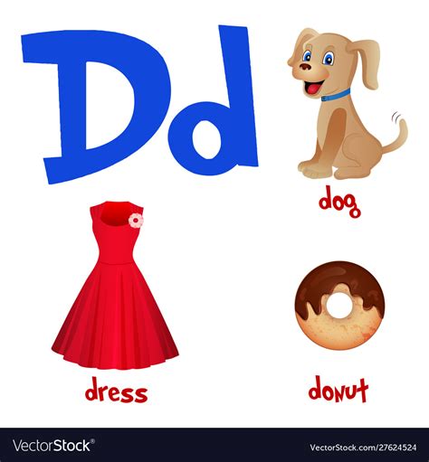 Cute Kids Cartoon Alphabet Letter D Royalty Free Vector