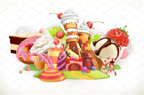Confectionery And Desserts Vector Dessert Illustration Sweets Art