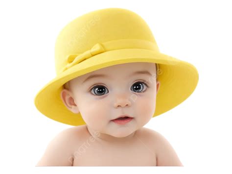 Baby Wearing A Beautiful Yellow Hat Baby Cute Lovely Png Transparent
