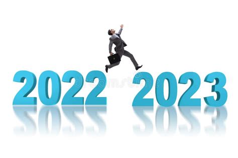Businessman Jumping From The Year 2022 To 2023 Stock Illustration
