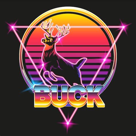 Premium Vector Retro Buck Deer With Neon Retro Arcade Background