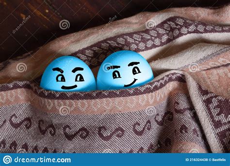 Two Blue Eggs Lie In Bed And Smile A Symbol Of Same Sex Relationships