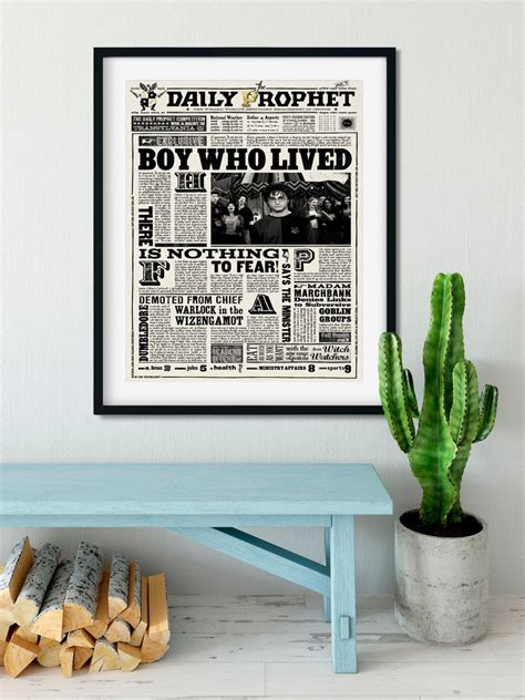 Daily Prophet Boy Who Lived Poster Harry Potter Etsy