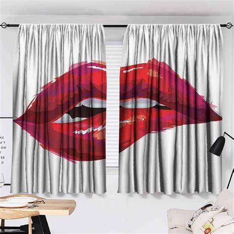 Decorative Curtains For Living Room Fiance Ts For Him Woman Red Lips French Kiss