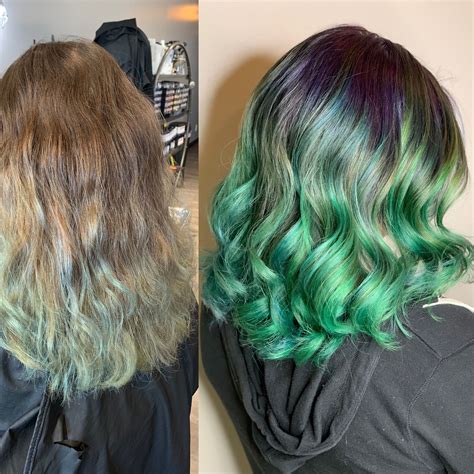 Purple And Green Color Melt Long Hair Styles Hair Styles Color Melting