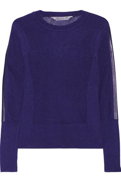 Reed Krakoff Leather Trimmed Open Knit Cashmere Sweater NET A PORTER COM