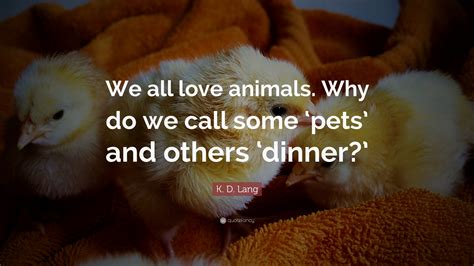 K D Lang Quote “we All Love Animals Why Do We Call Some ‘pets And