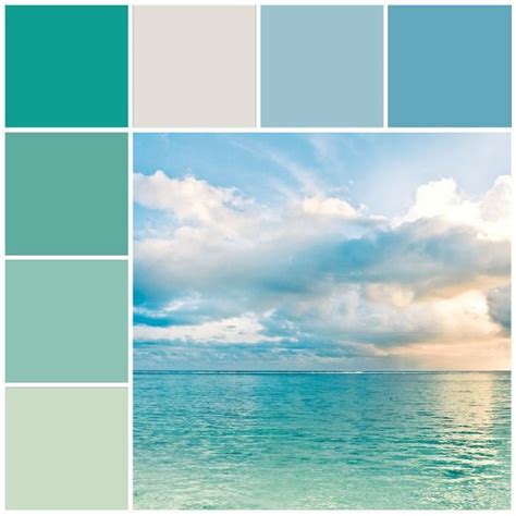 Aqua Blue Coastal Color Scheme Beach Color Palette Ocean Decorating