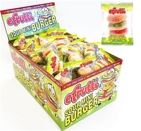 E Frutti Gummi Counter Display Mini Burger Sour Munchiesshop La