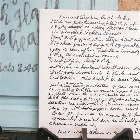 Handwritten Recipe Printed Canvas Kitchen Recipe Decor Etsy