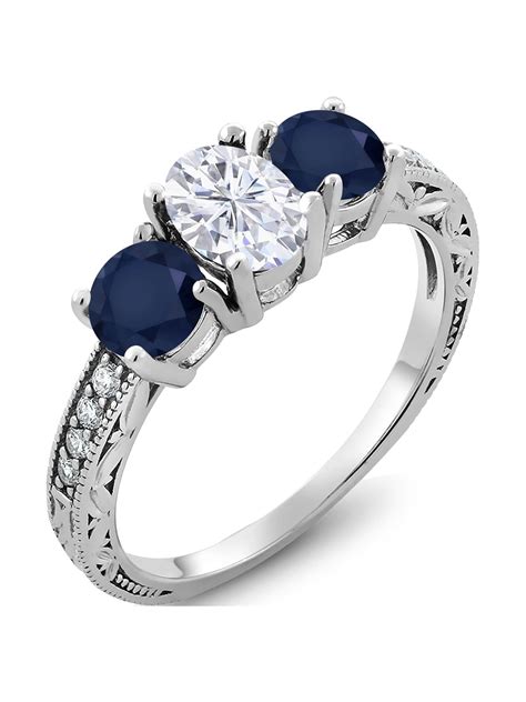 Gem Stone King Sterling Silver Blue Sapphire Ring Set With