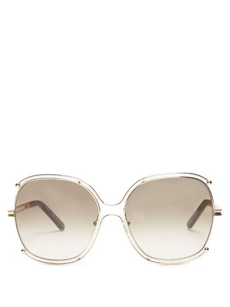 Chloé Modified Oversized Square Frame Sunglasses In Light Gold Modesens Sunglass Frames
