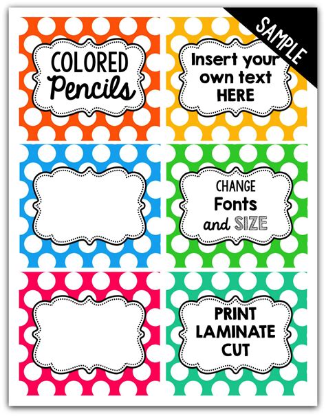 Editable Polka Dot Labels Polka Dot Labels Polka Dot Classroom