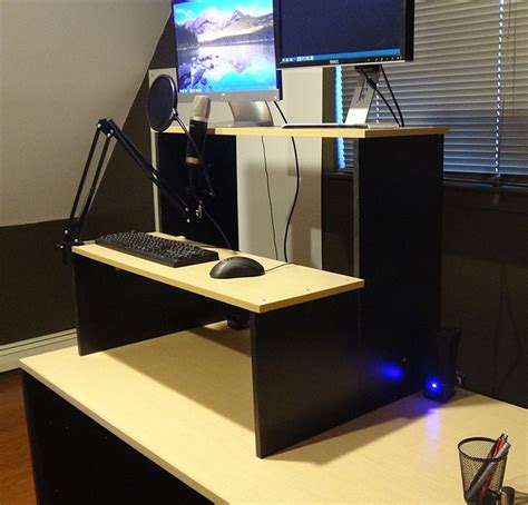 Simply stack a low box, tray or some other platform onto your existing desktop and use it as a lift. you'll then be free to work from an upright position, and you can simply remove the underlying object as needed. 21 DIY Standing or Stand Up Desk Ideas | Guide Patterns