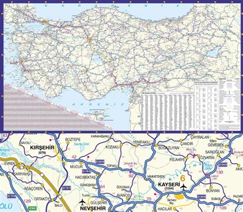 Türkiye Karayolları Duvar Haritası THS008 Türkiye Harita Baskı