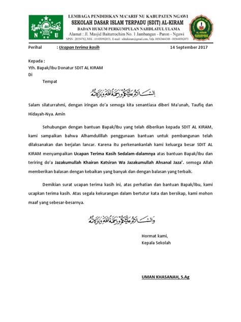 Surat Ucapan Terima Kasih Kueh Apem