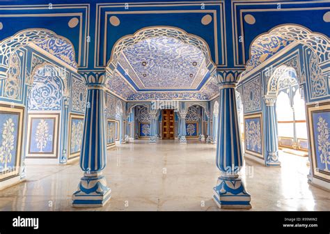 16 Dec 2018 At Sukh Niwas Blue Room City Palace Jaipur India Stock