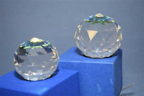 Two Swarovski Crystal Prisms One 2 14 Diameter And One 2 Diameter
