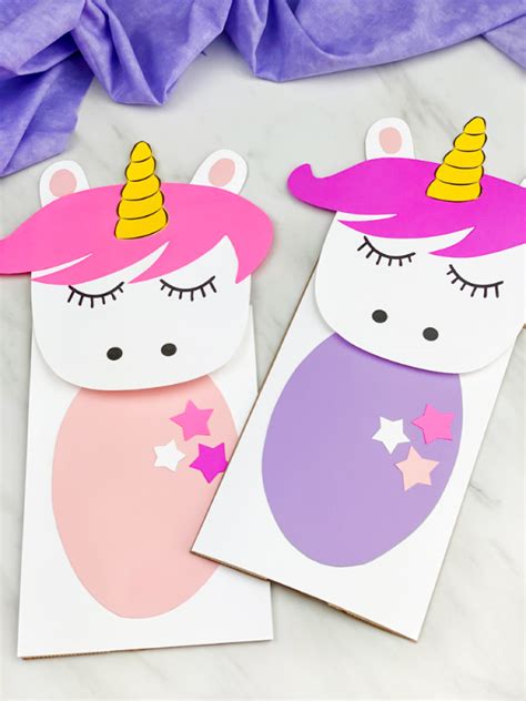 Unicorn Paper Bag Puppet Craft For Kids Free Template