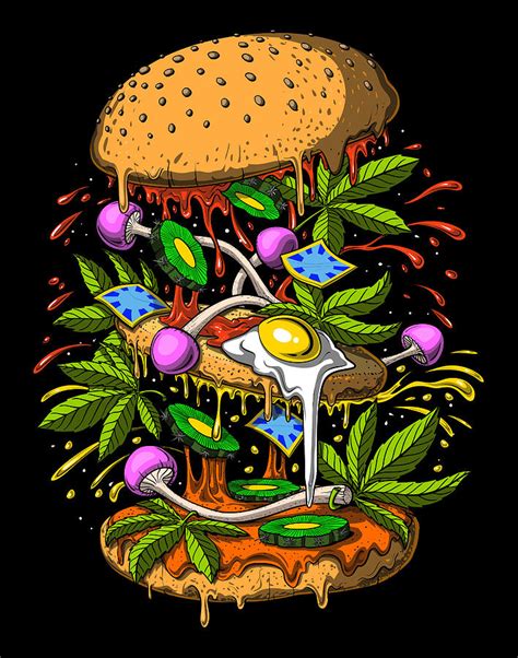 Trippy Weed Burger Digital Art By Nikolay Todorov Pixels