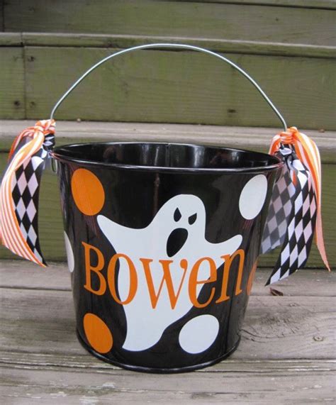 Personalized Black With Ghost 5qt Halloween Trick Or Treat Etsy In