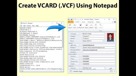 Create Vcf File Using Notepad Youtube
