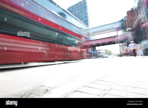 London Bus Motion Blur Stock Photo Alamy