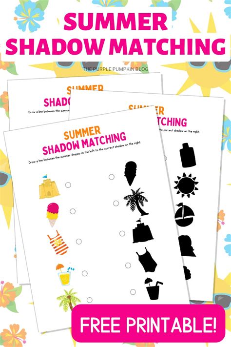 Free Printable Summer Shadow Matching Activity For Kids