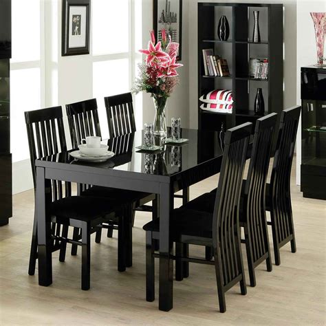 Dining Set In All Black Dining Room Table Centerpieces Black Dining