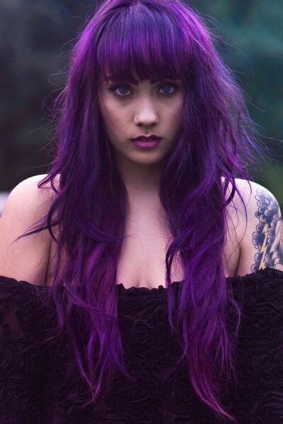 Love The Purple And The Bangs Long Purple Hair Hair Styles Long