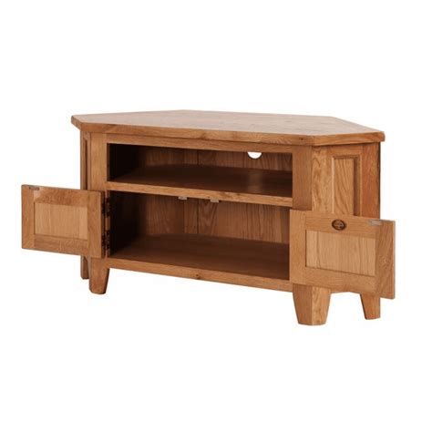 Oak 90 Degree Large Corner Tv Unit Edmunds And Clarke Furniture