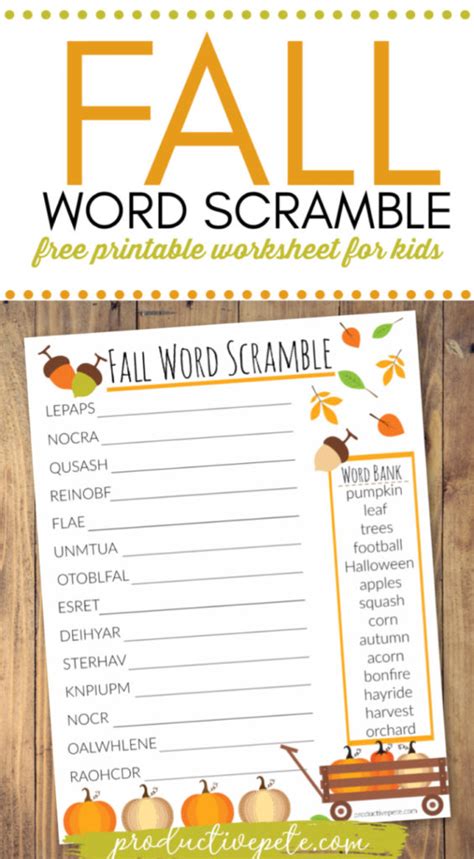 Printable Fall Word Scramble Printable Word Searches