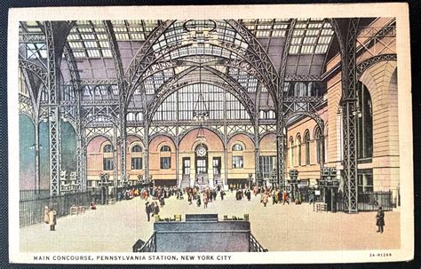 Vintage Postcard 1937 Main Concourse Pennsylvania Station New York