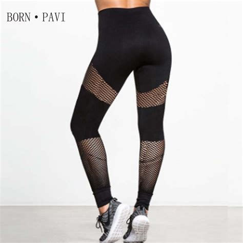 Bornpavi New Leggings For Women High Waist Casual Mesh Patchwork Sexy Hips Push Up Workout