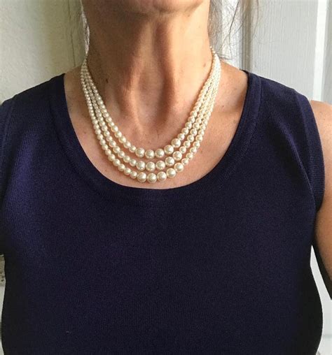 Aggregate 80 3 Strand Pearl Necklace POPPY