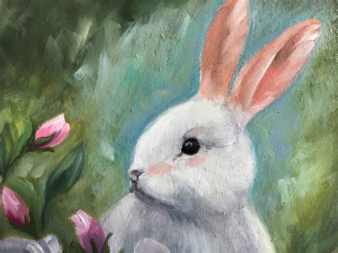Rabbit Original Oil Painting 8 By 8 Cute Bunny Pet Etsy