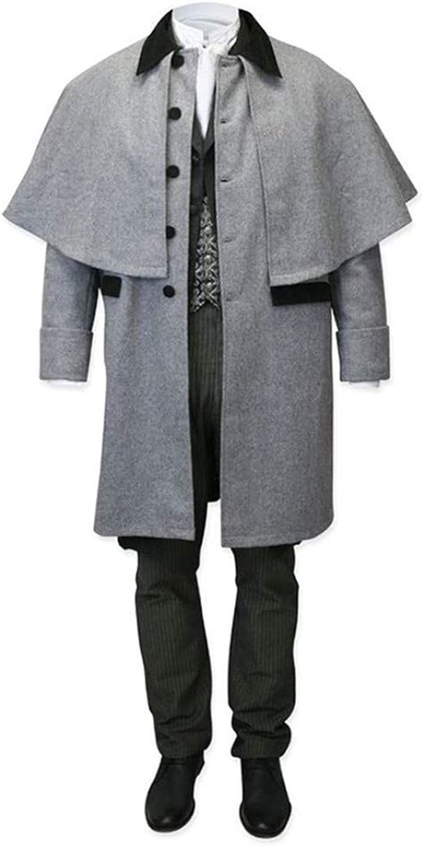 Taoliyuan Mens Attached Cape Costume Victorian Trench