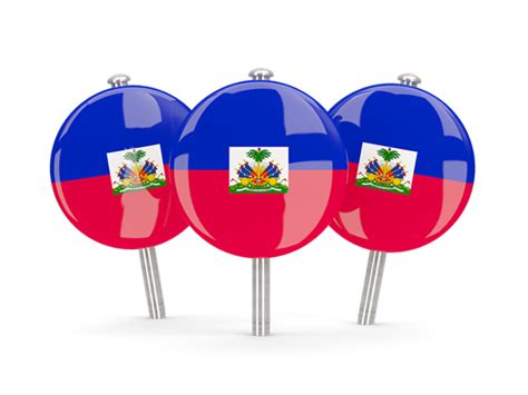 Three Round Pins Illustration Of Flag Of Haiti