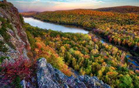 Wallpaper Autumn Forest Lake Michigan Michigan Upper Peninsula