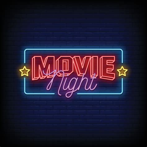 Movie Night Neon Signs Style Text Vector 2185697 Vector Art At Vecteezy