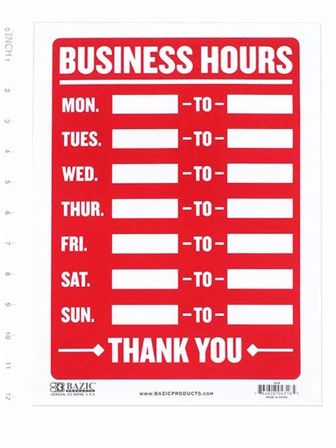 Printable Business Hours Sign Peterainsworth
