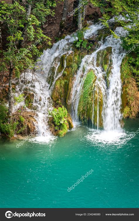Waterfall Turquoise Lake Plitvice Lakes National Park Croatia Europe