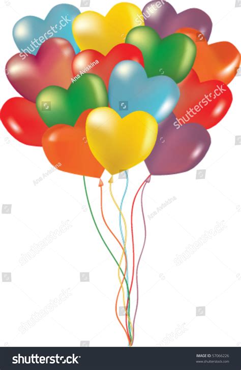 Colorful Heart Balloons Stock Vector Illustration 57066226 Shutterstock
