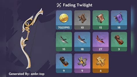 Fading Twilight In Genshin Impact Version Free Bow Stats Ascension Materials And Suitable