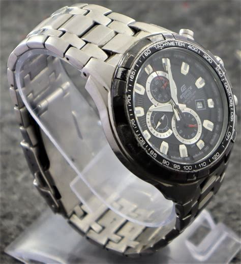 casio edifice ef 539d 1avdf men tachymeter black dial with date quartz watch ebay