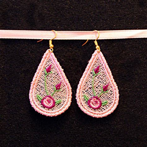 Fsl Floral Earrings 2inch 10 Machine Embroidery Designs Etsy Australia